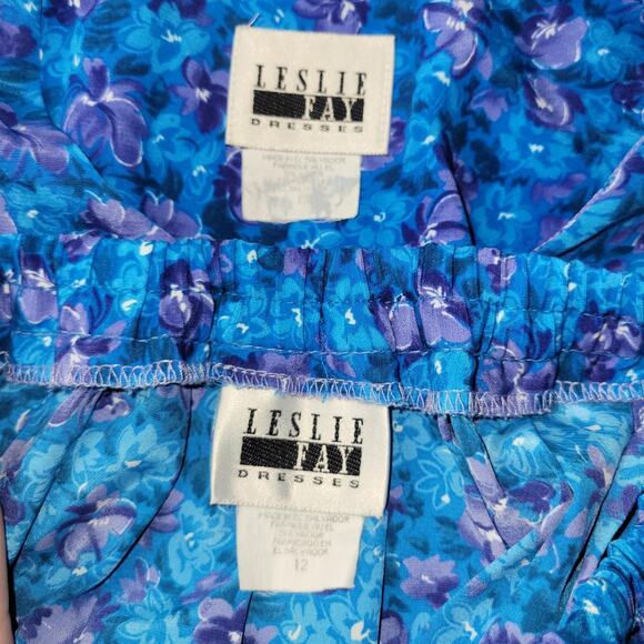 Vintage Blue Purple Floral Blouse and Skirt, 12 - Picture 4 of 4